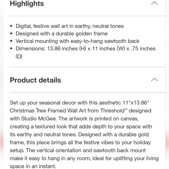 Studio Mcgee Target Christmas Tree Framed Photo Wall Art Threshold - Picture 8 of 10